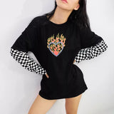 Checkerboard Long Sleeve Tee - TulipQueen